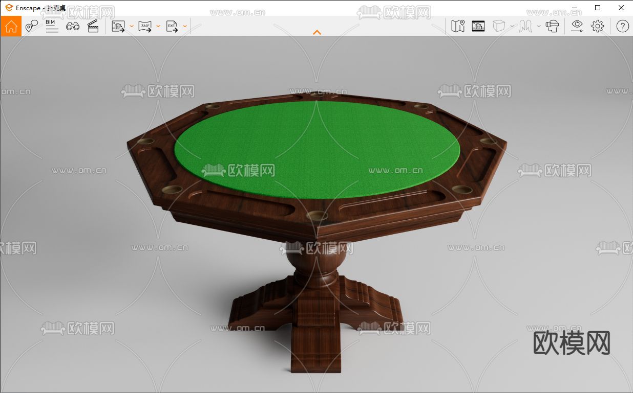 德州扑克桌棋牌桌su模型