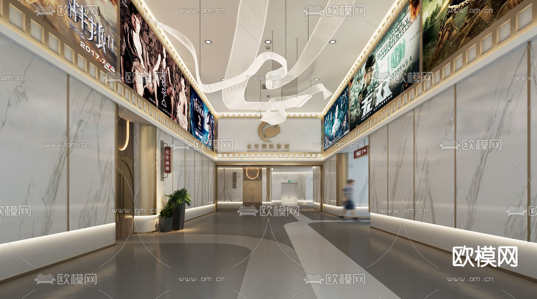 现代电影院 影城3d模型下载