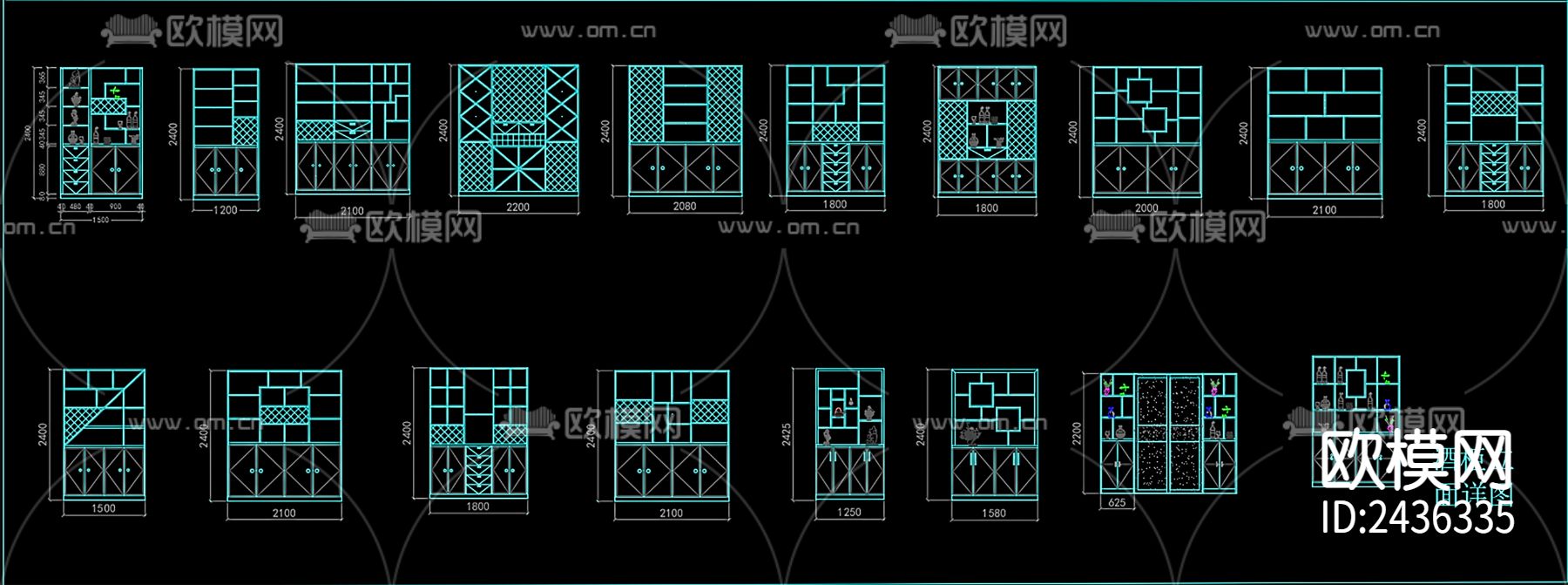 电视柜衣柜橱柜cad图库下载（渲染图3）