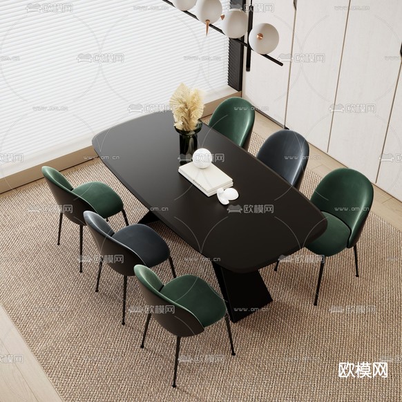 现代餐桌椅3d模型下载