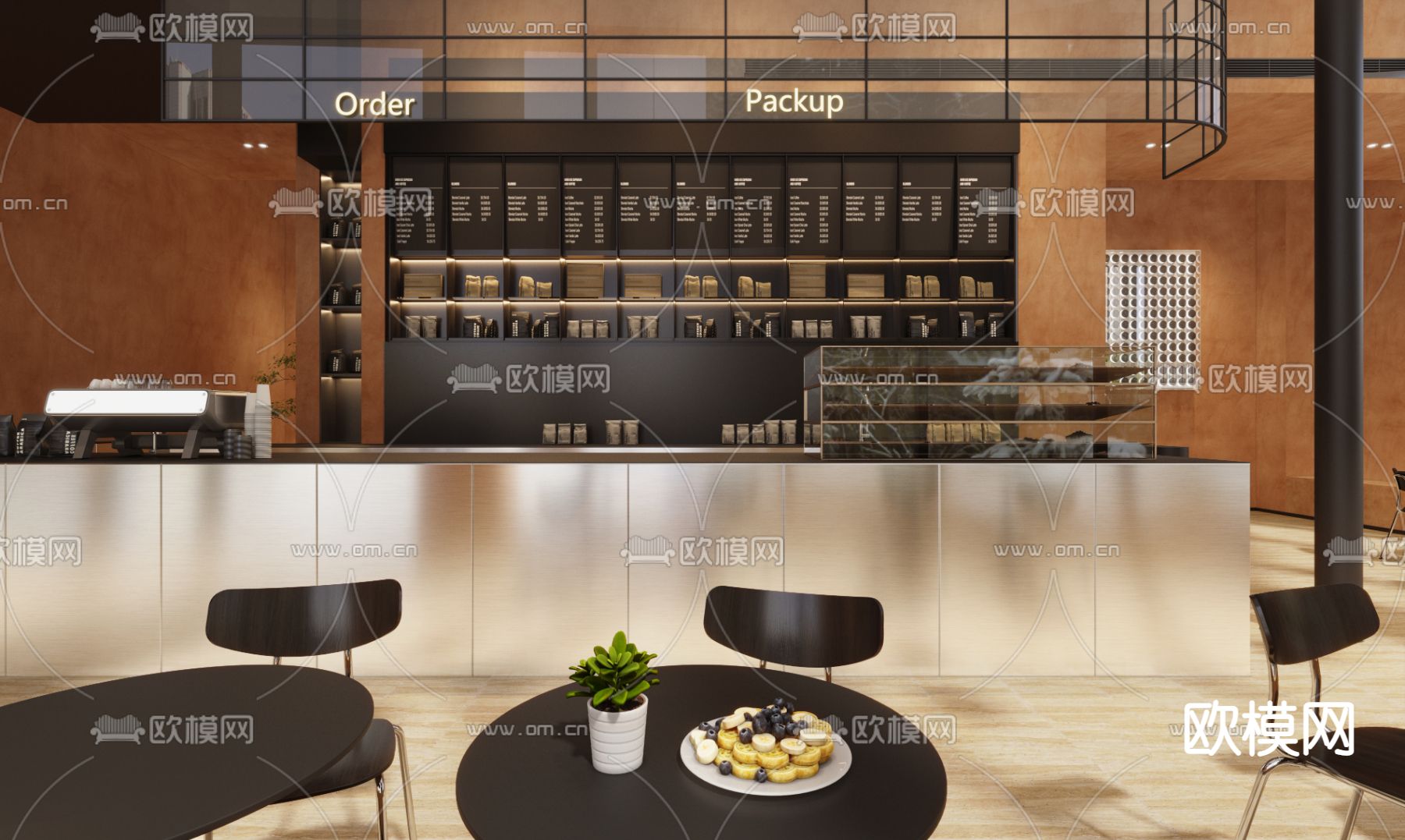 现代咖啡甜品店3d模型下载（渲染图2）