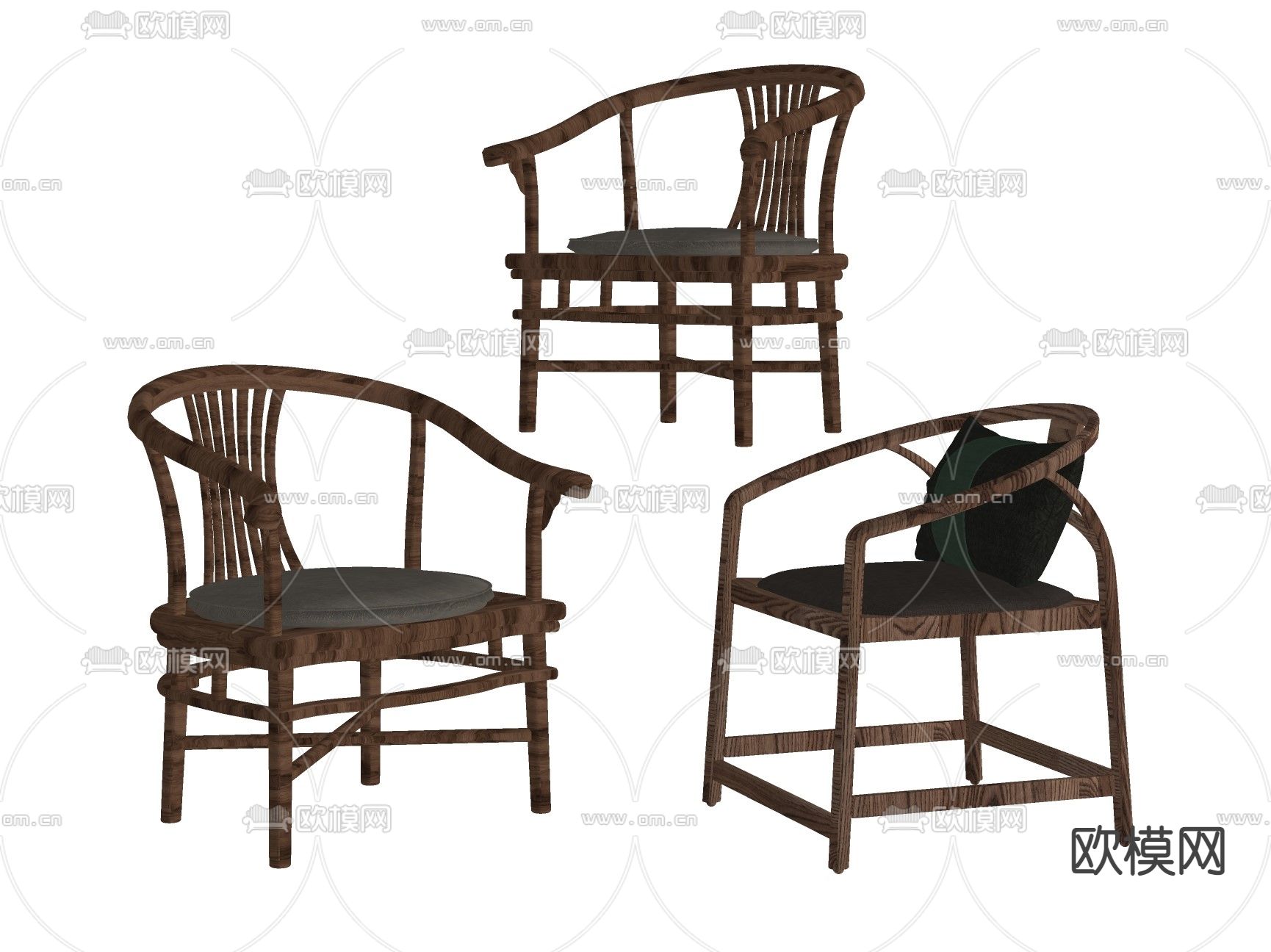 新中式圈椅 单椅 椅子su模型下载（渲染图2）