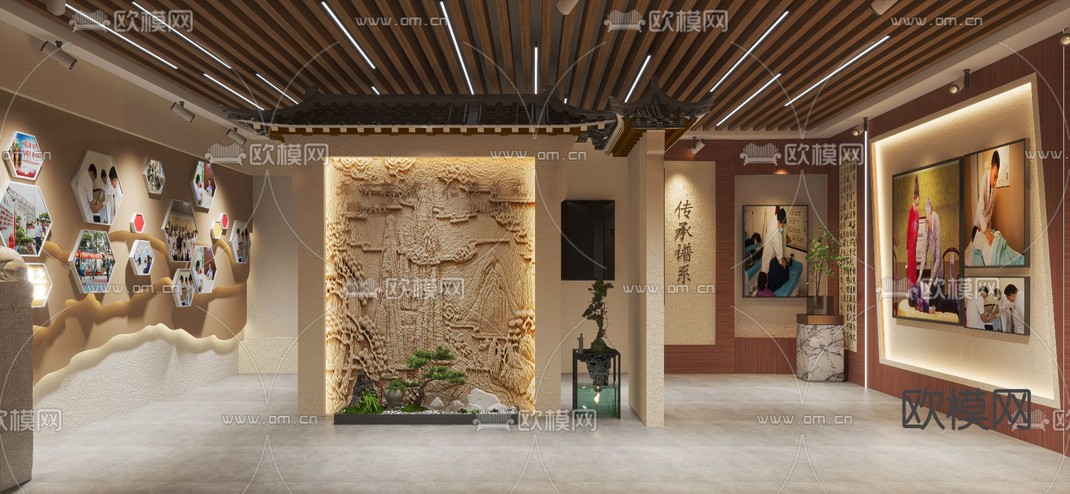 新中式正骨店 中医馆免费3d模型下载_ID12264412_3dmax免费模型-欧模网