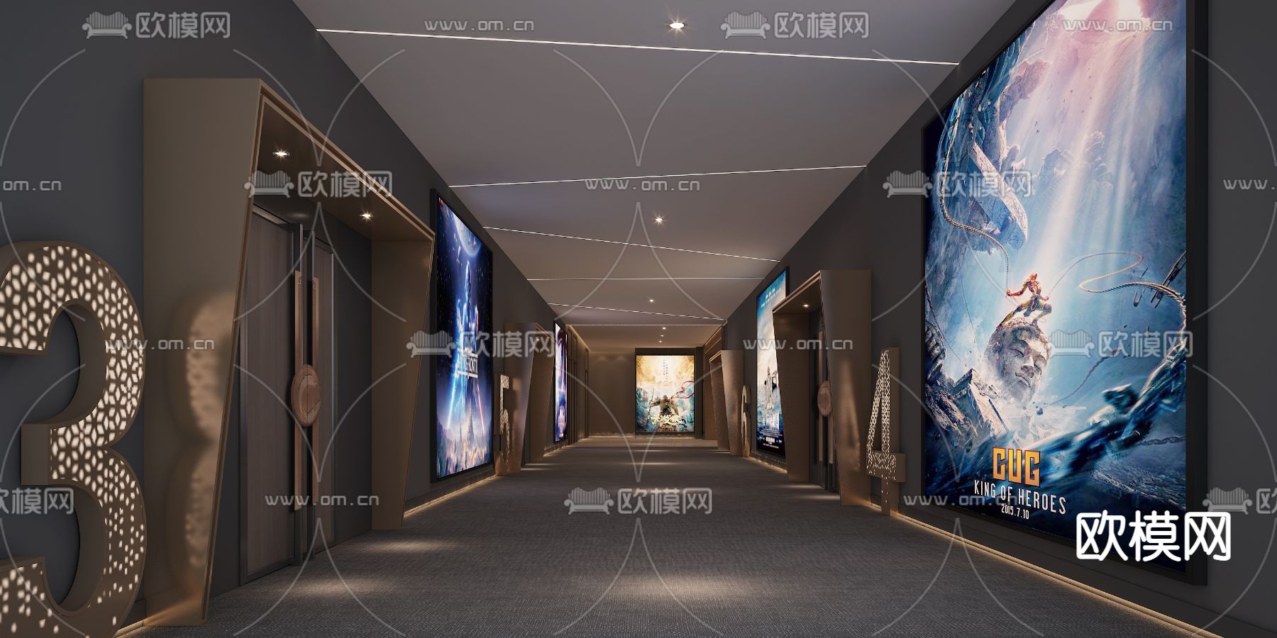 现代电影院 影城3d模型