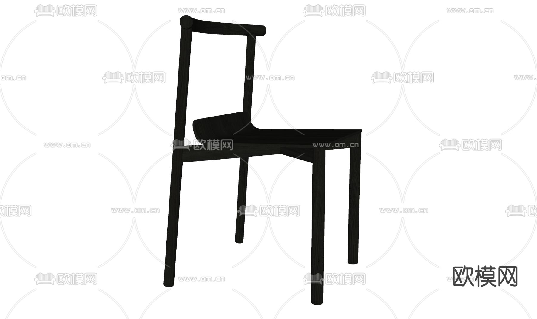 现代黑色单椅 餐椅 椅子su模型