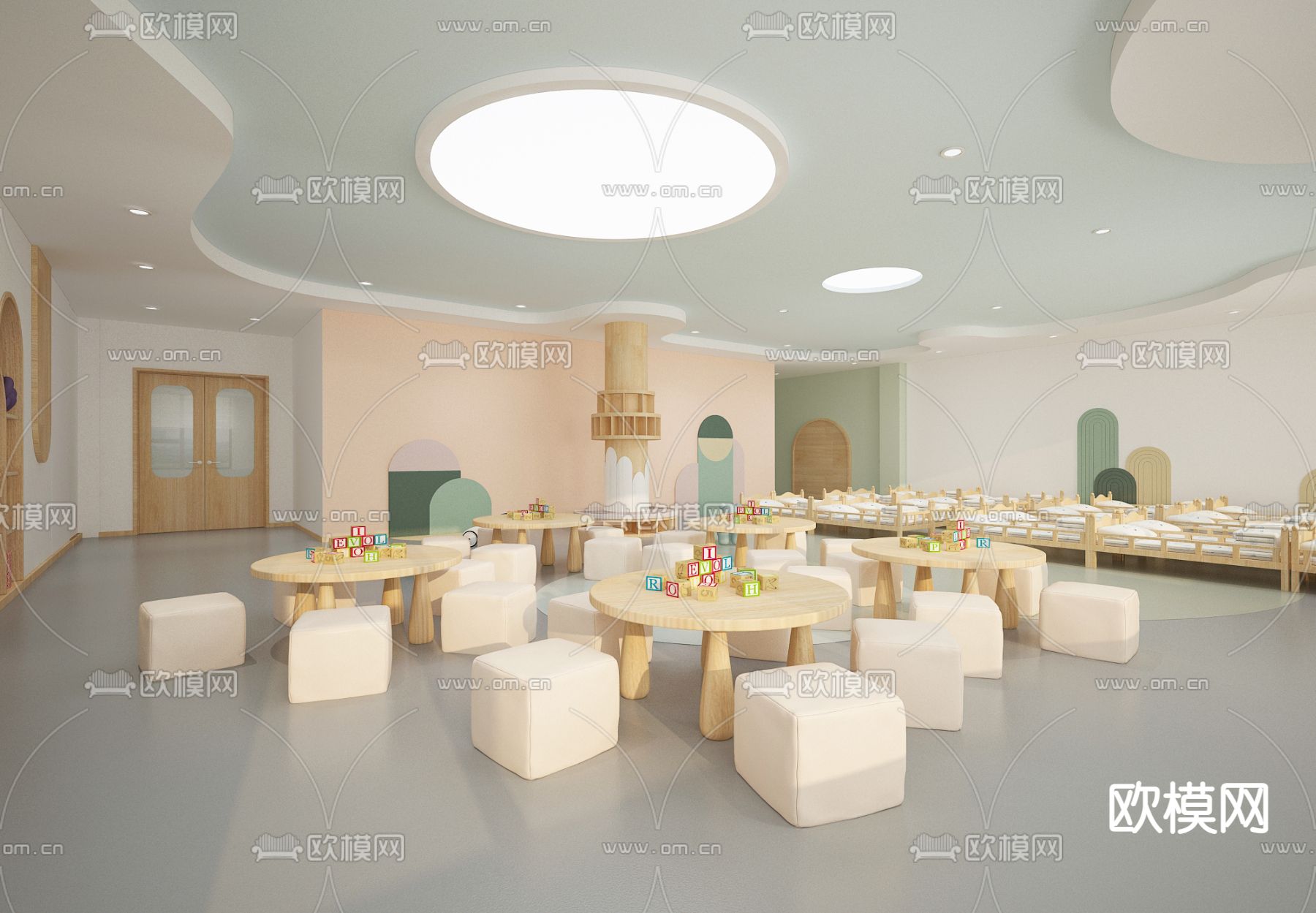 现代幼儿园教室3d模型下载（渲染图1）