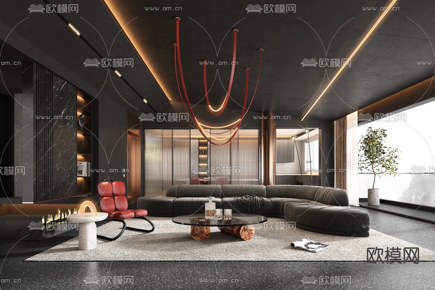 暗黑风客餐厅3d模型下载(渲染图1)