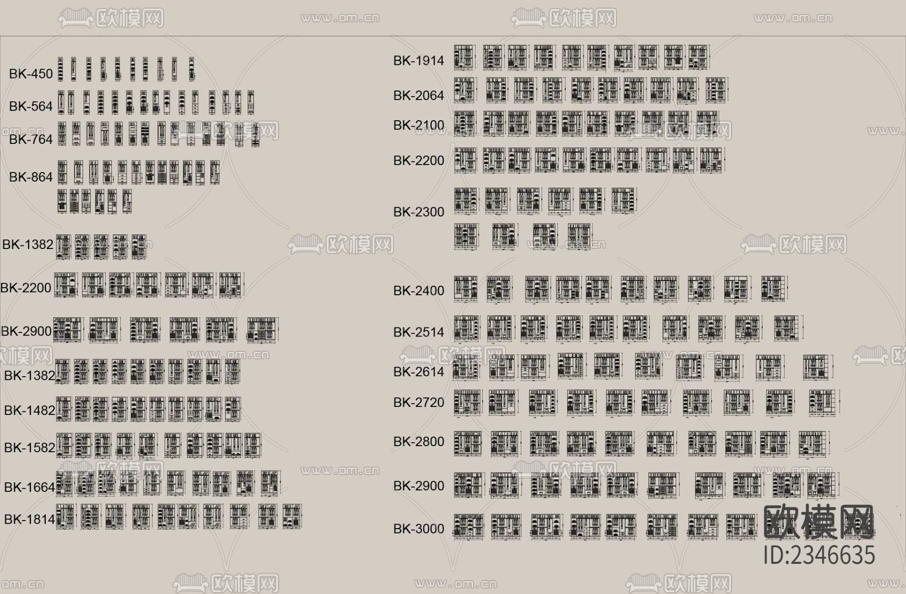 衣柜CAD图库下载（渲染图3）