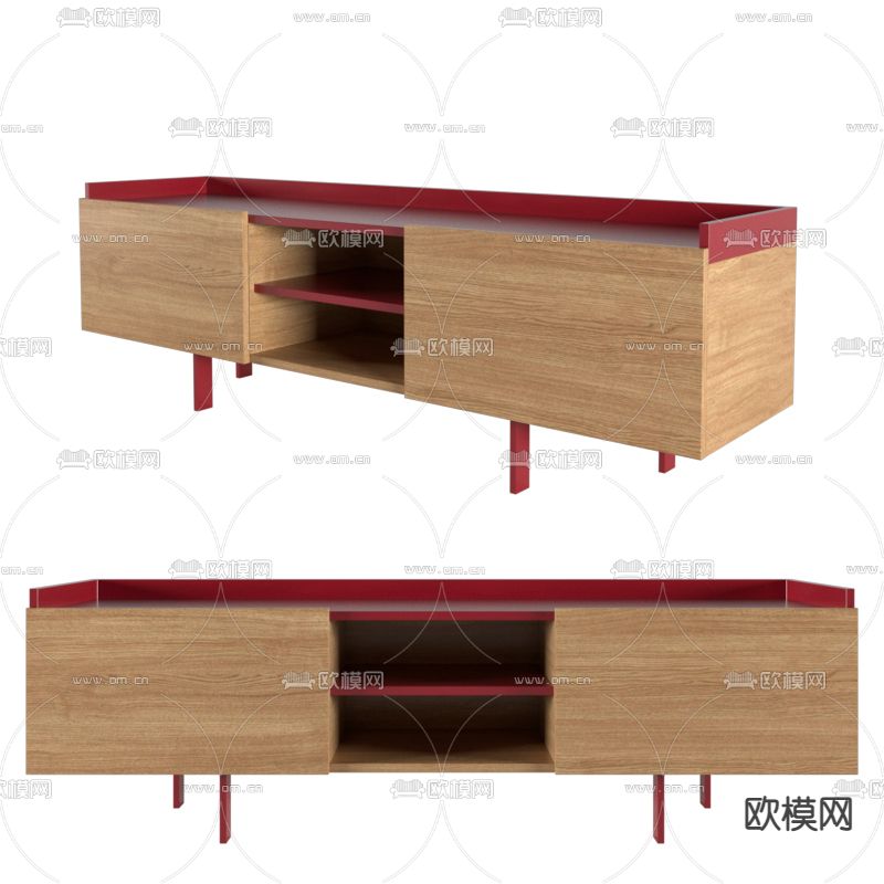北欧简约创意实木电视柜免费3d模型下载