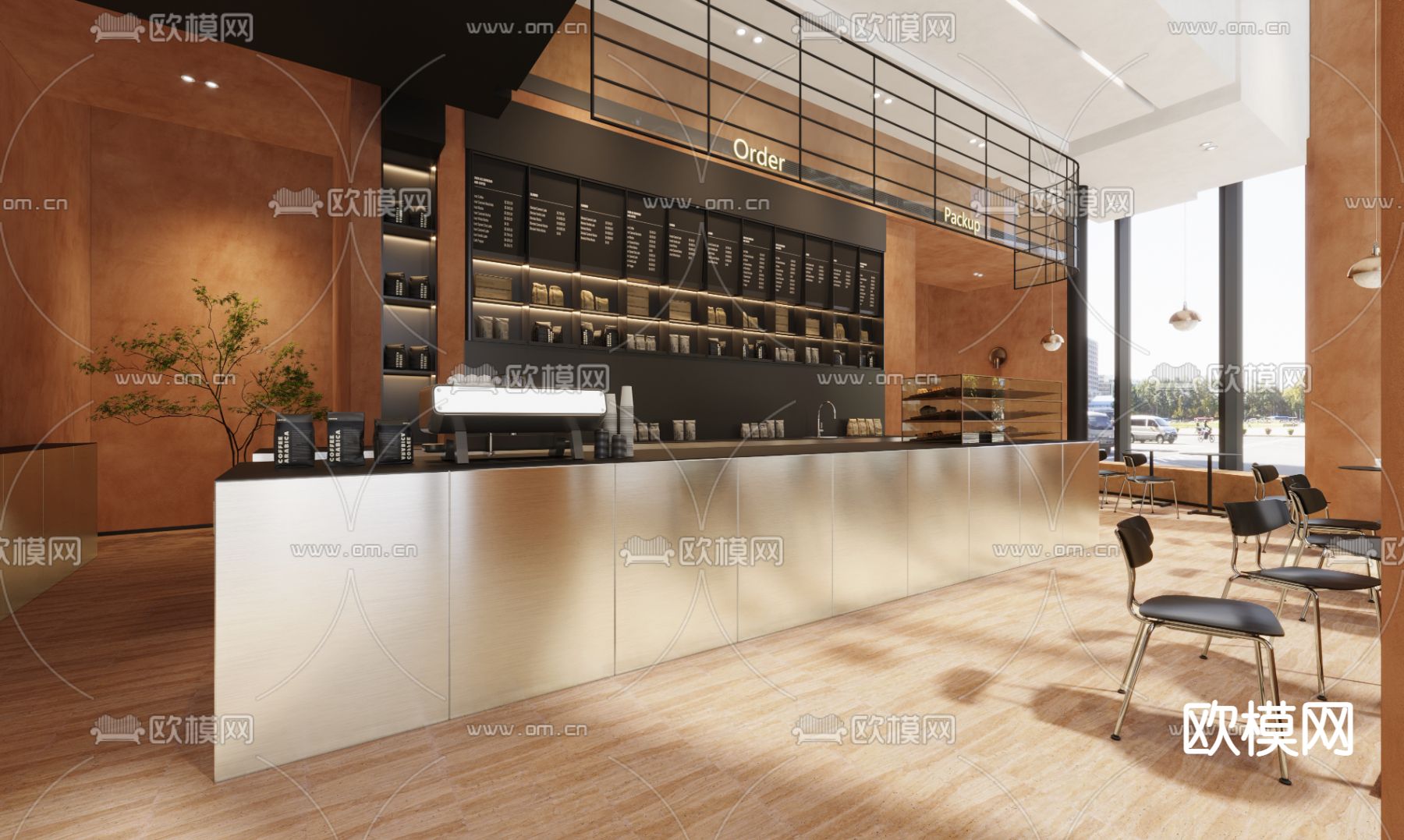 现代咖啡甜品店3d模型下载（渲染图1）