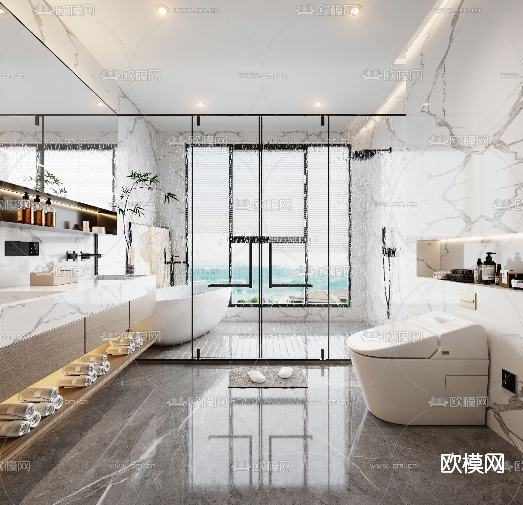 现代卫生间 浴室su模型