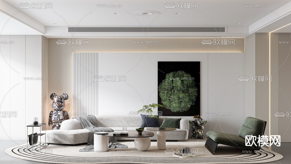 现代客餐厅3d模型下载(渲染图1)