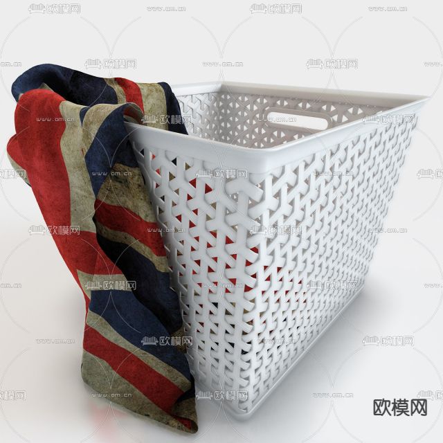 北欧简约塑料脏衣篓免费3d模型下载