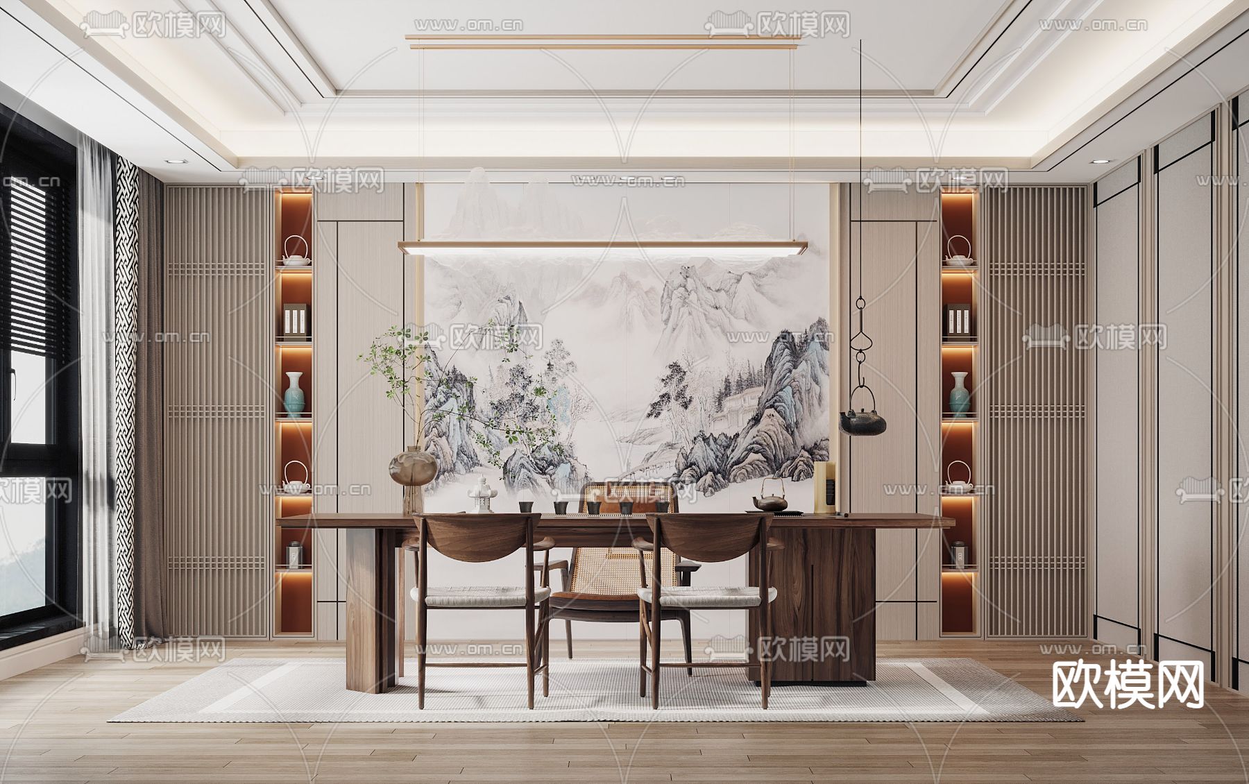 新中式茶室3d模型下载