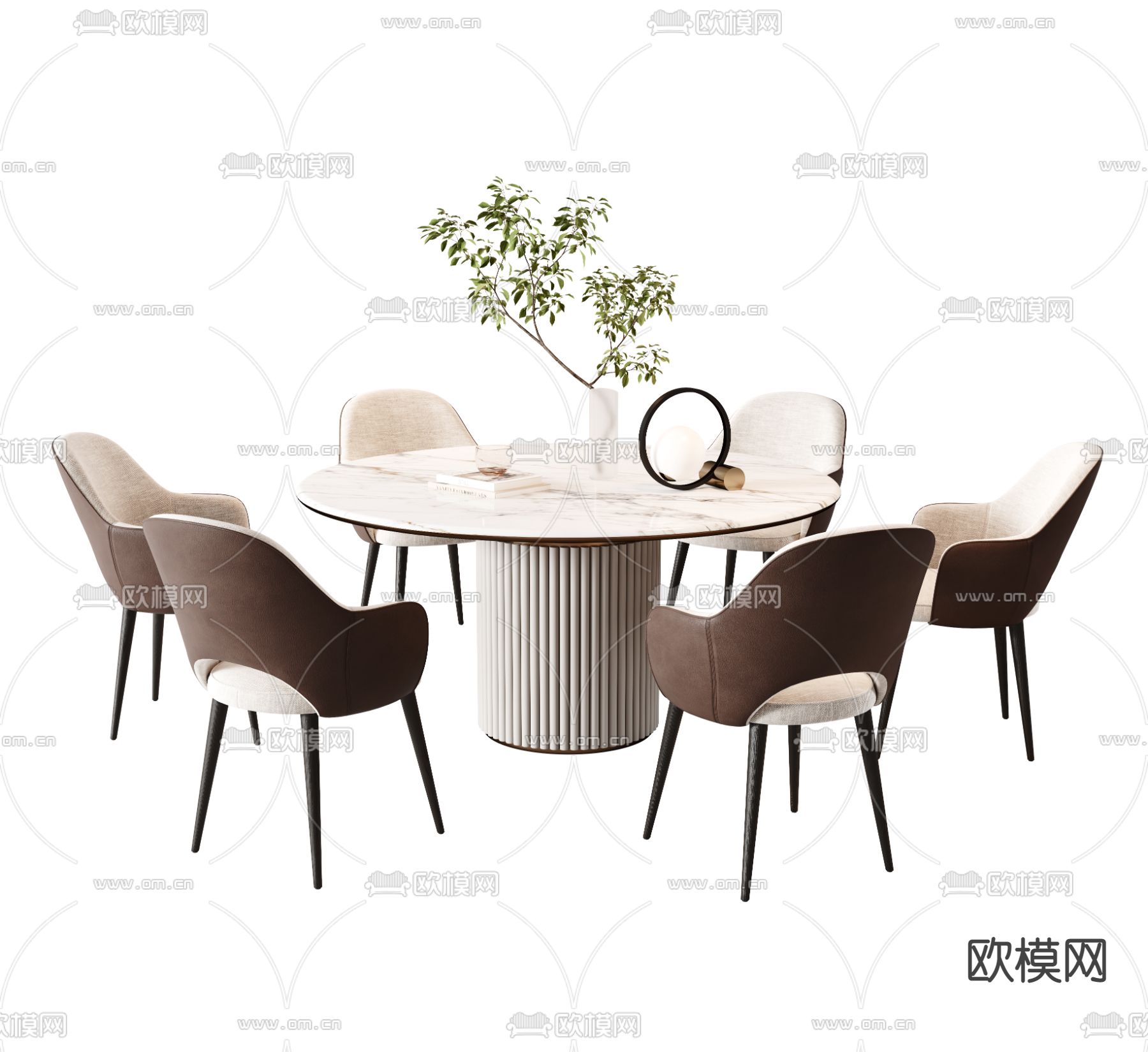 圆形餐桌椅3d模型下载