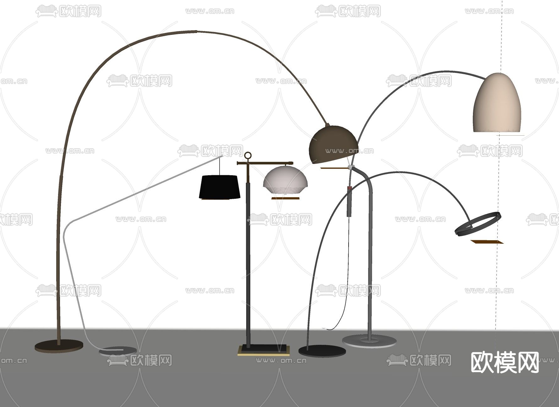 北欧落地灯 钓鱼灯su模型下载（渲染图2）