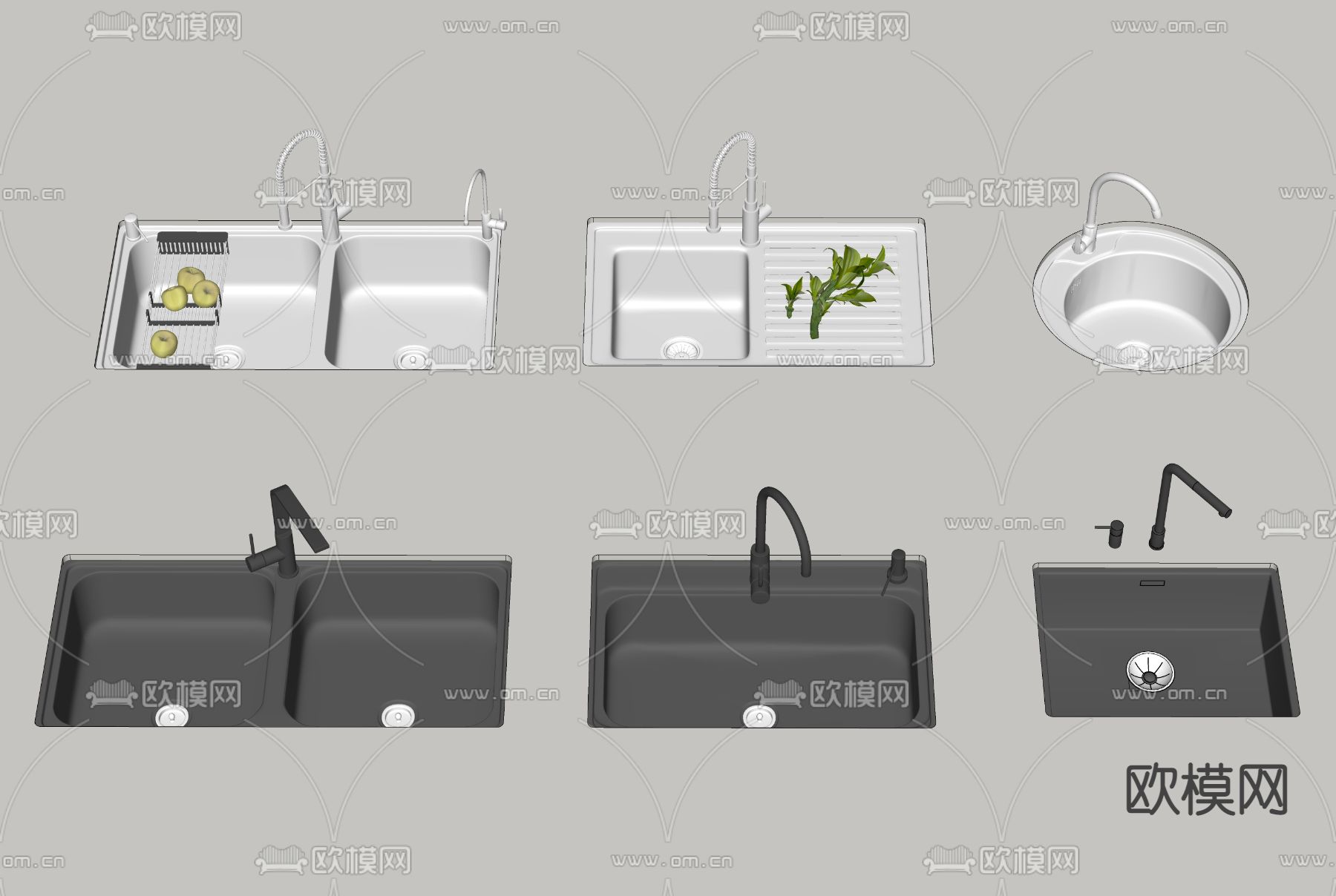 现代嵌入式水槽 洗菜槽su模型