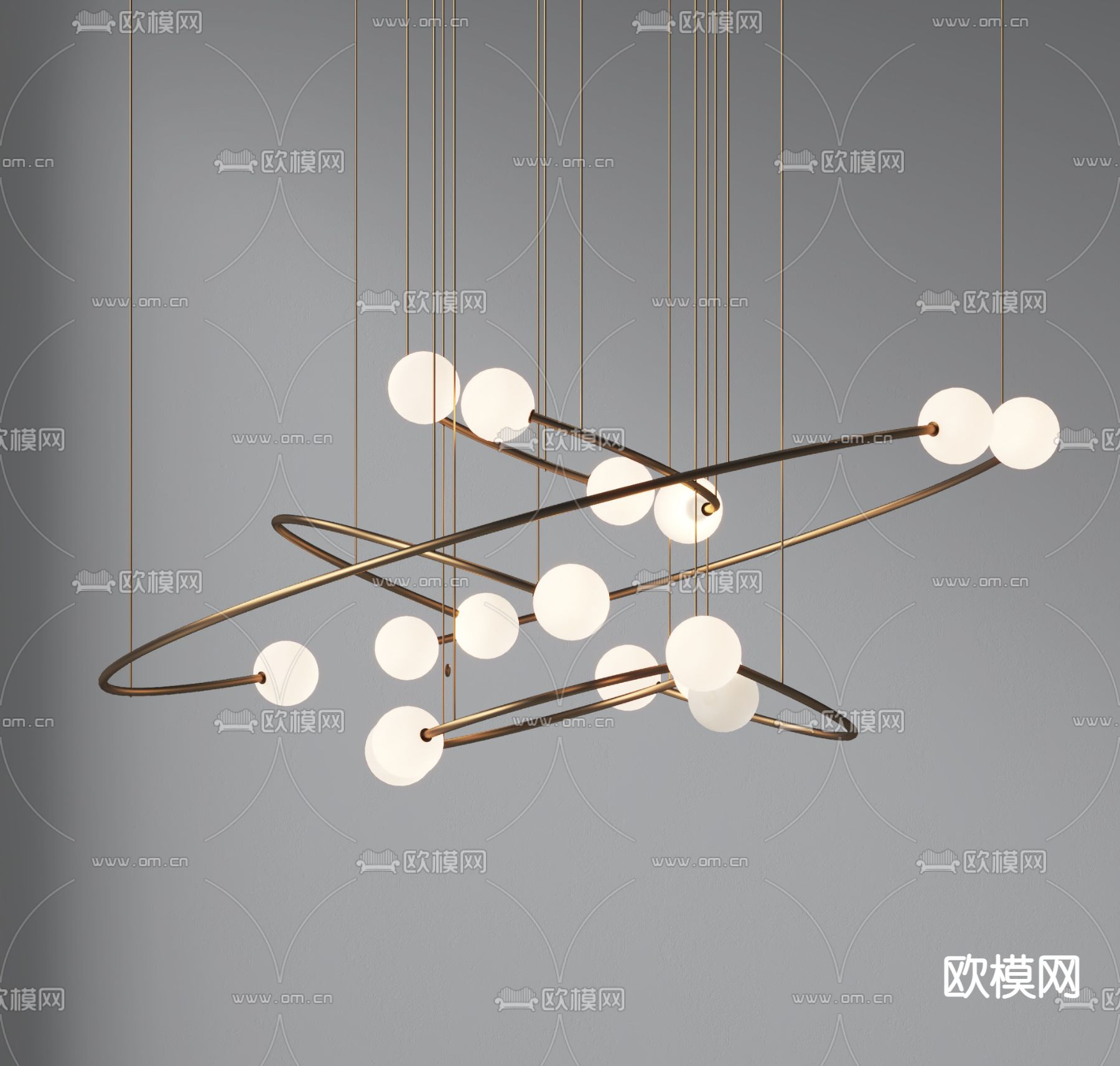 环形金属吊灯3d模型下载_ID12265328_3dmax免费模型-欧模网