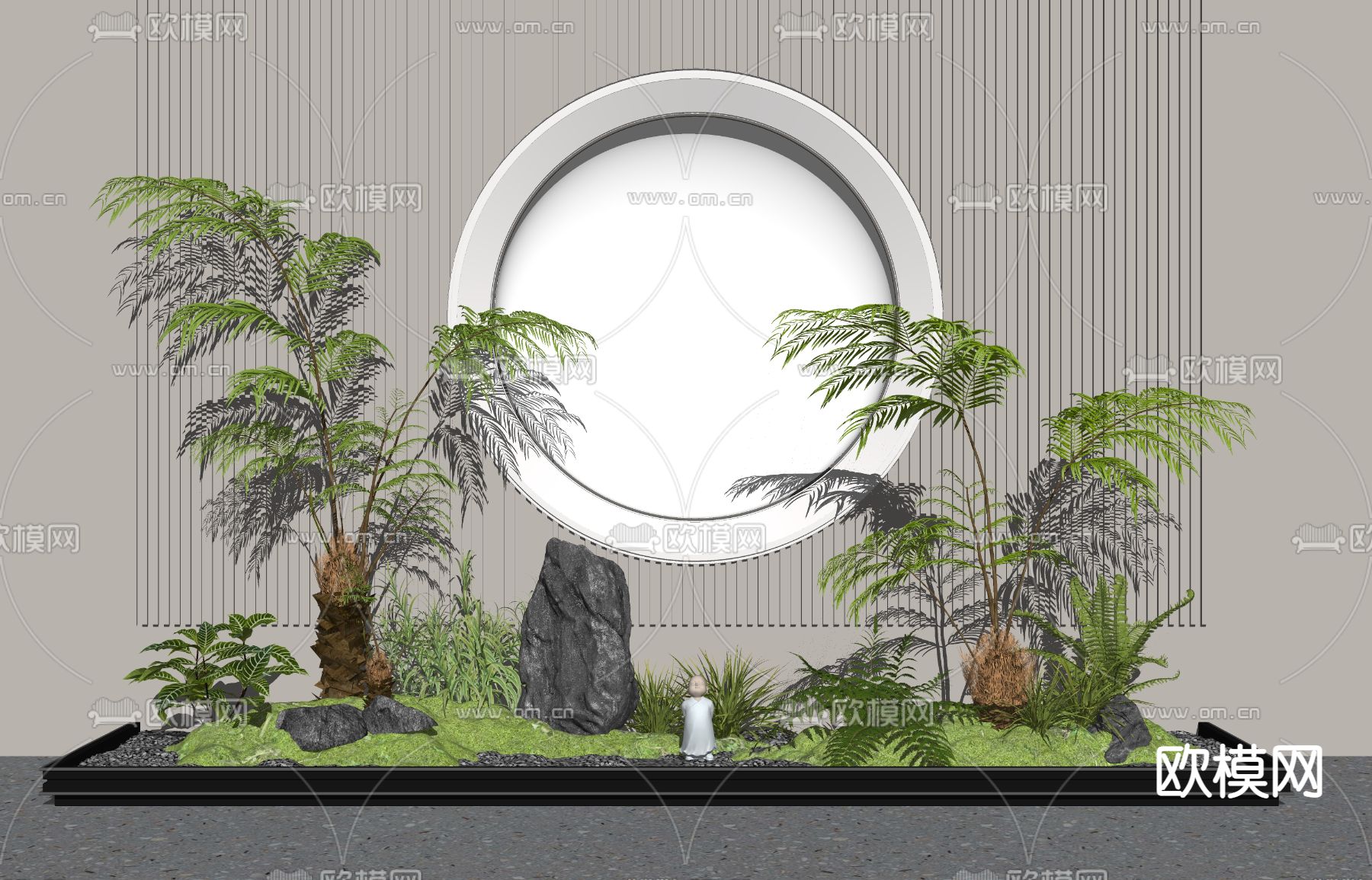 现代室内植物造景su模型