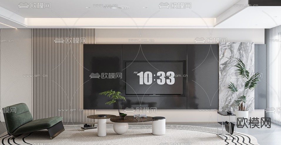现代客餐厅3d模型下载(渲染图2)