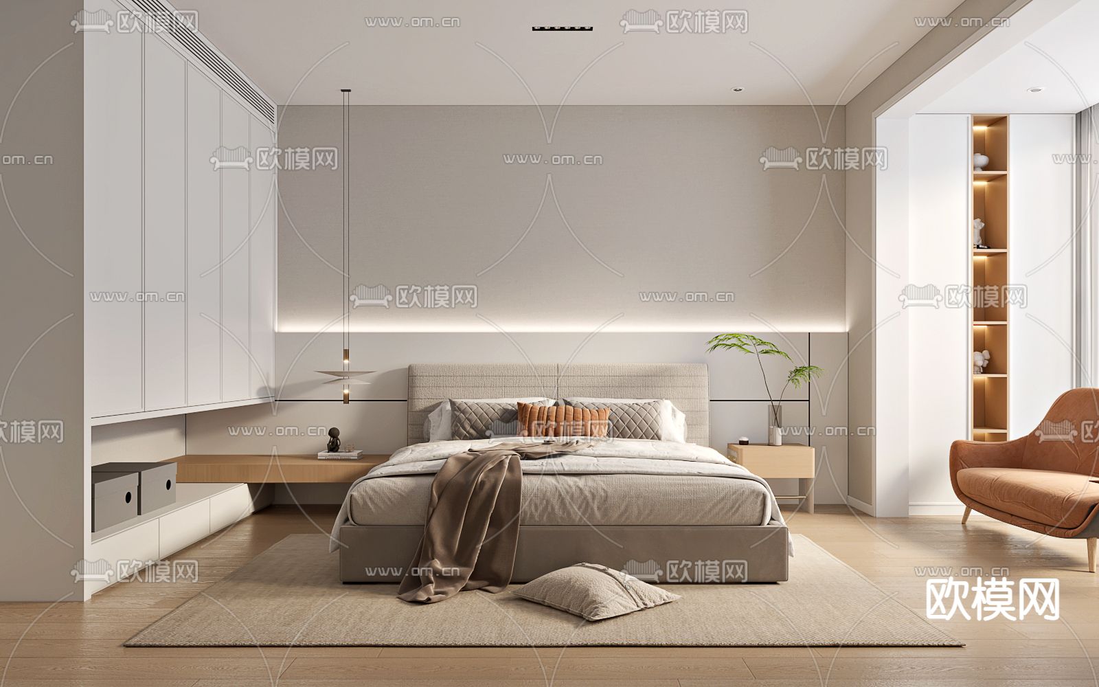 日式卧室3d模型下载