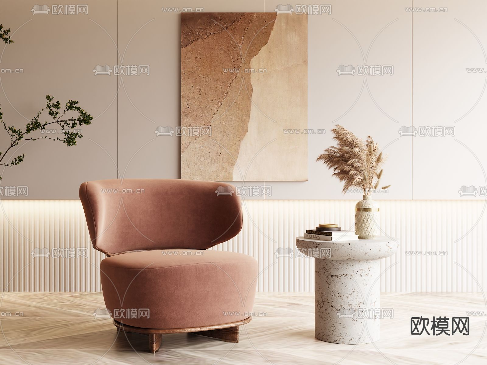 侘寂风单人沙发3d模型下载