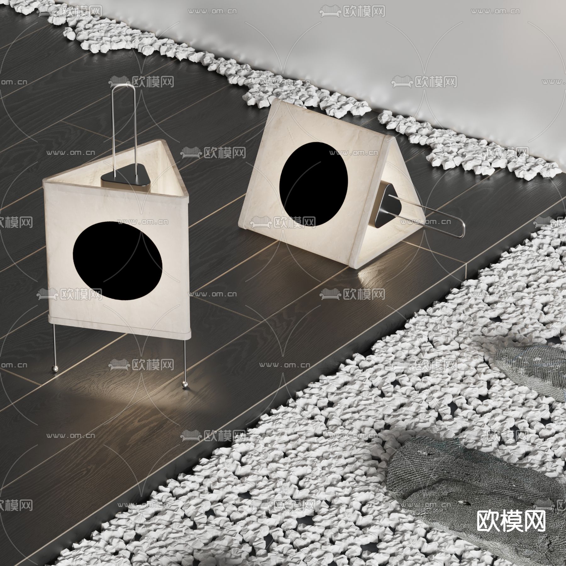 侘寂风三角台灯3d模型下载