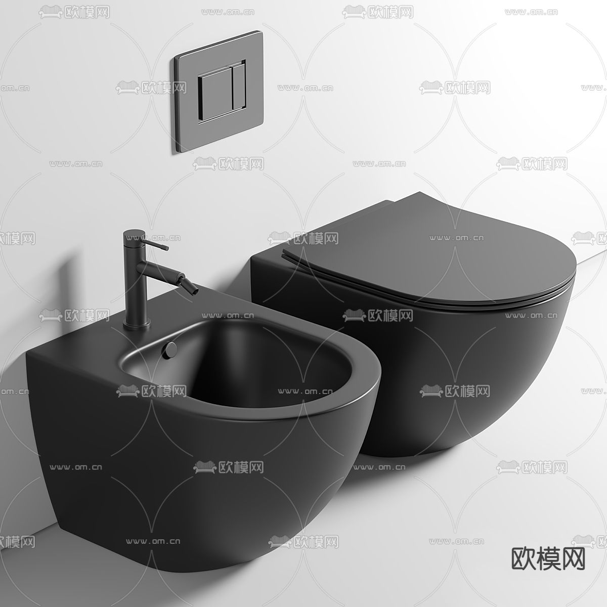 坐便器 马桶 妇洁器3d模型下载（渲染图1）