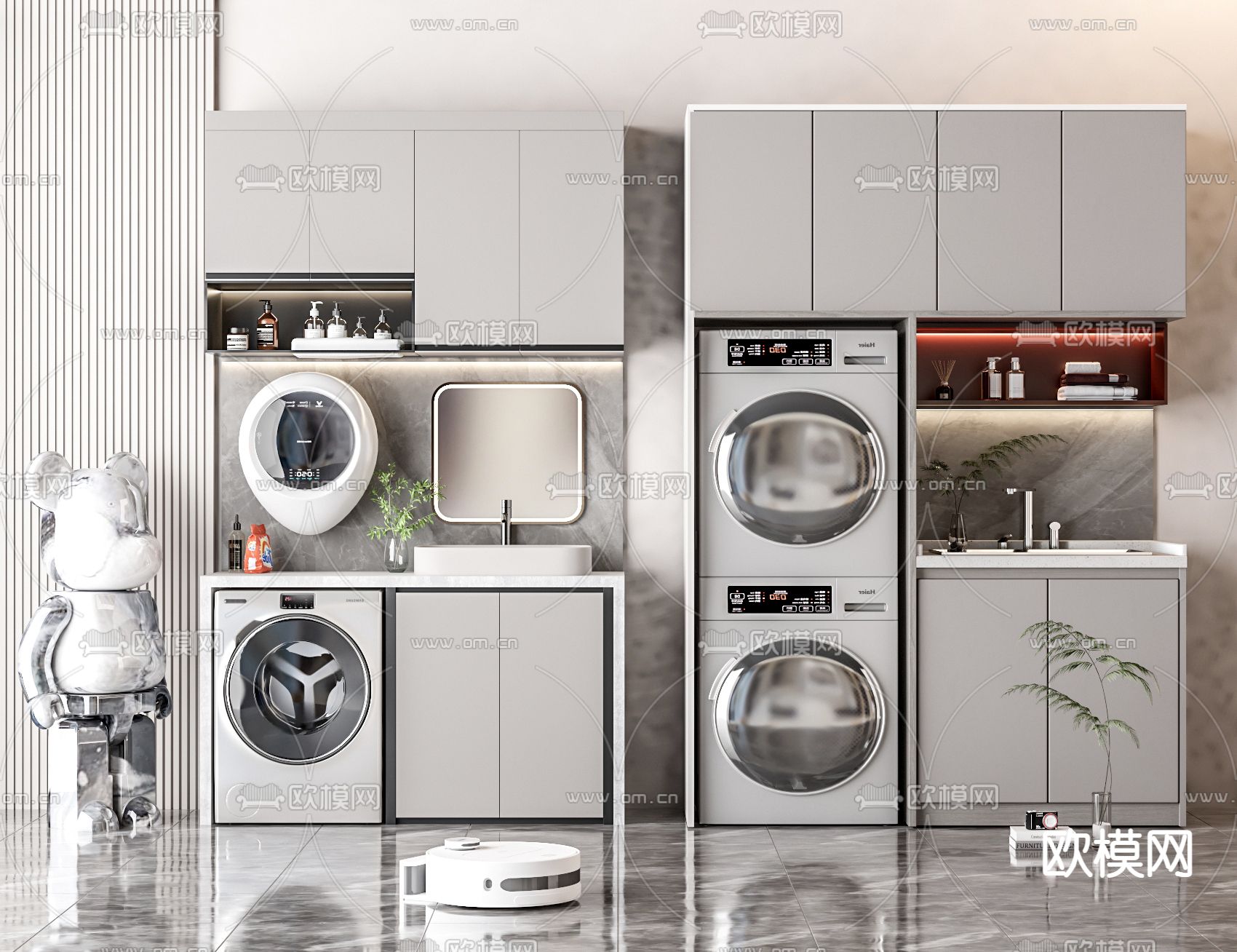 现代洗衣机柜 浴室柜3d模型下载