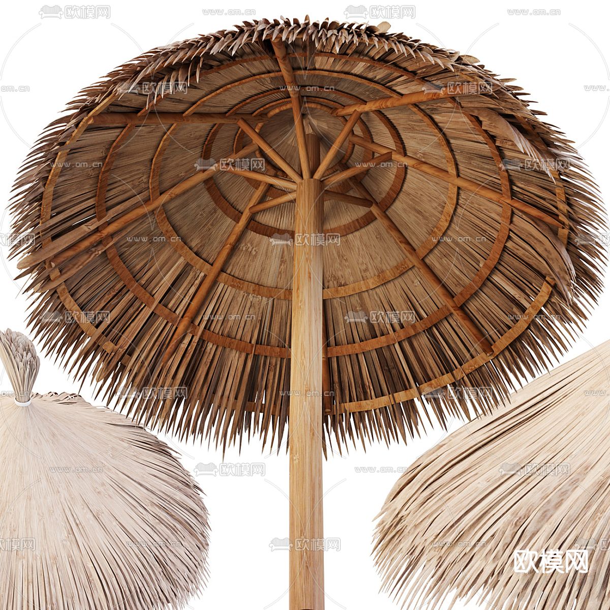 茅草遮阳伞3d模型下载（渲染图2）