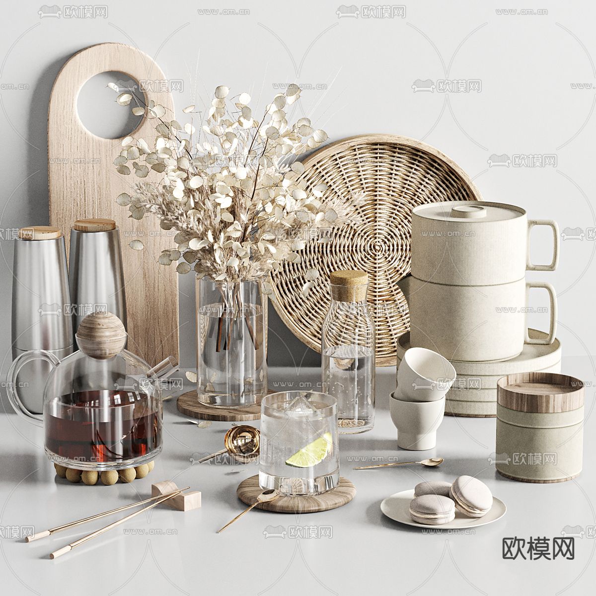 水培植物 茶杯摆件3d模型下载