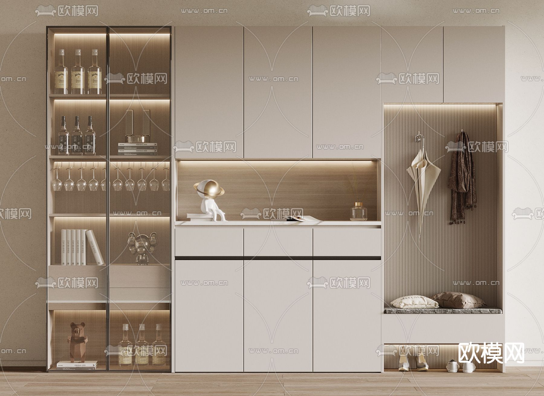 现代玄关鞋柜3d模型下载