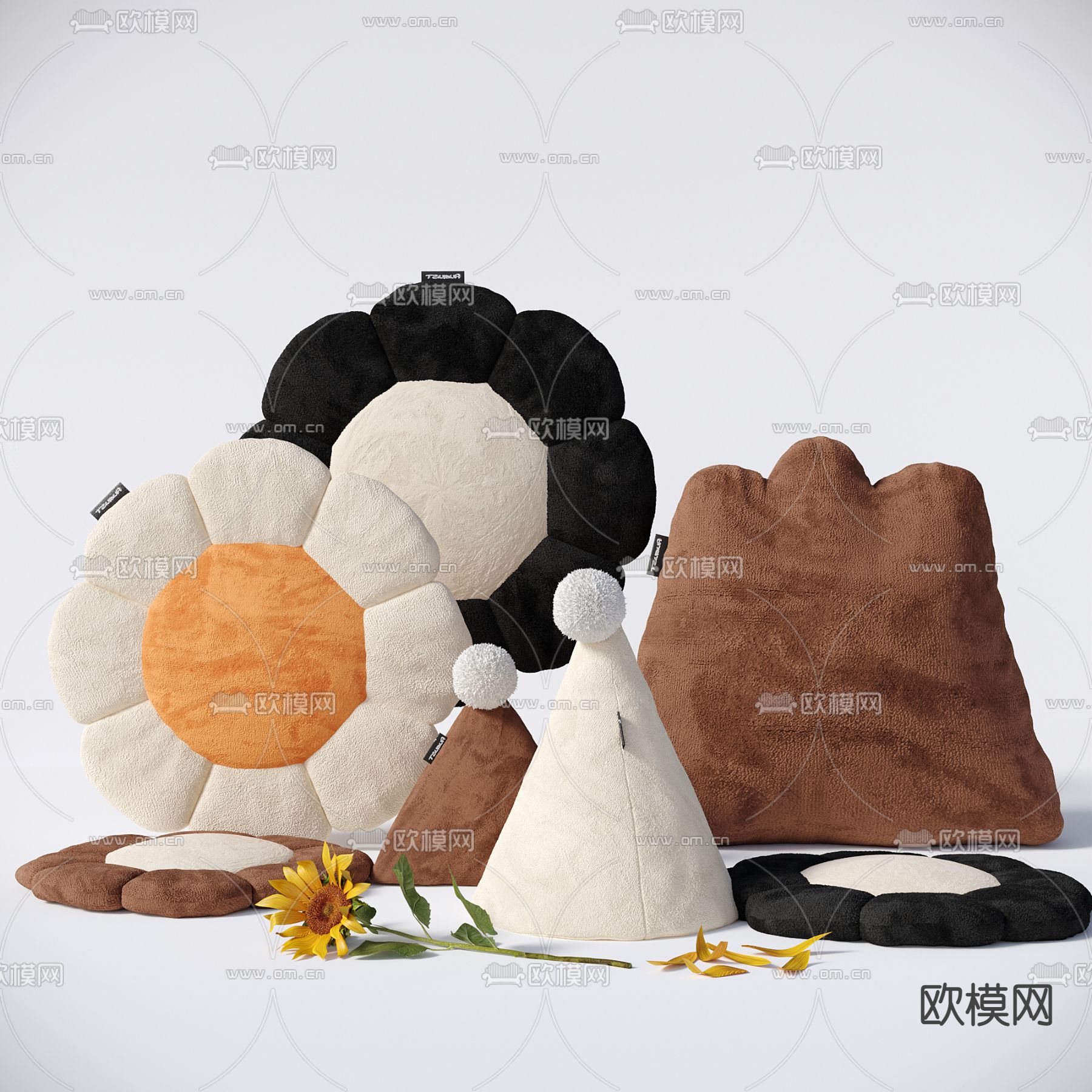 花瓣抱枕 靠枕3d模型下载