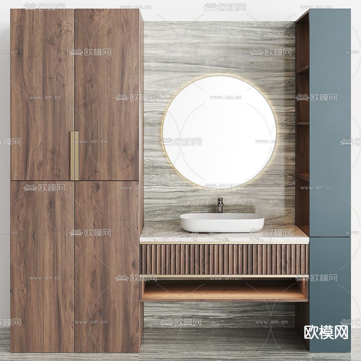 轻奢风浴室柜 洗手台3d模型下载