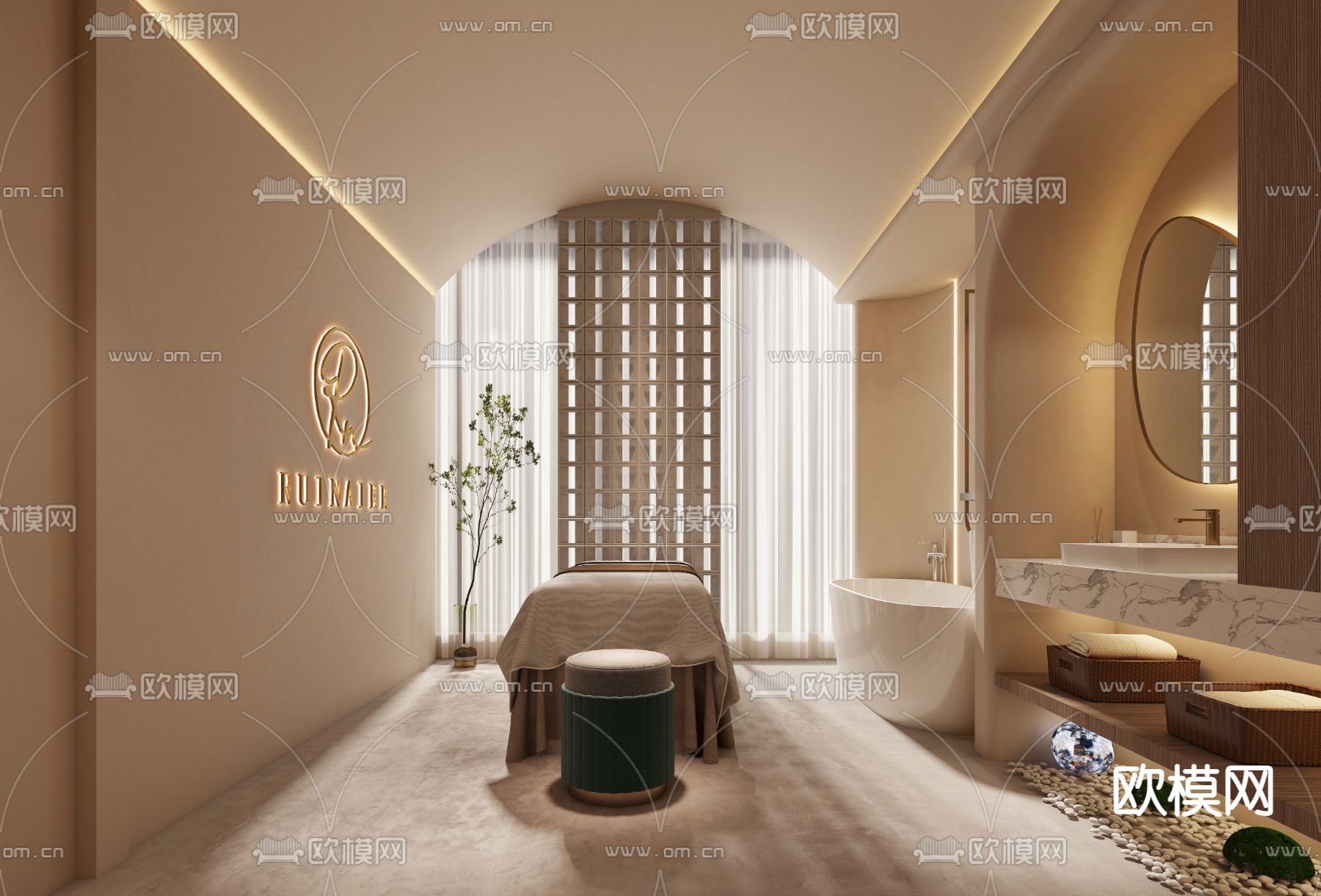 美容院SPA护理房3d模型下载（渲染图1）