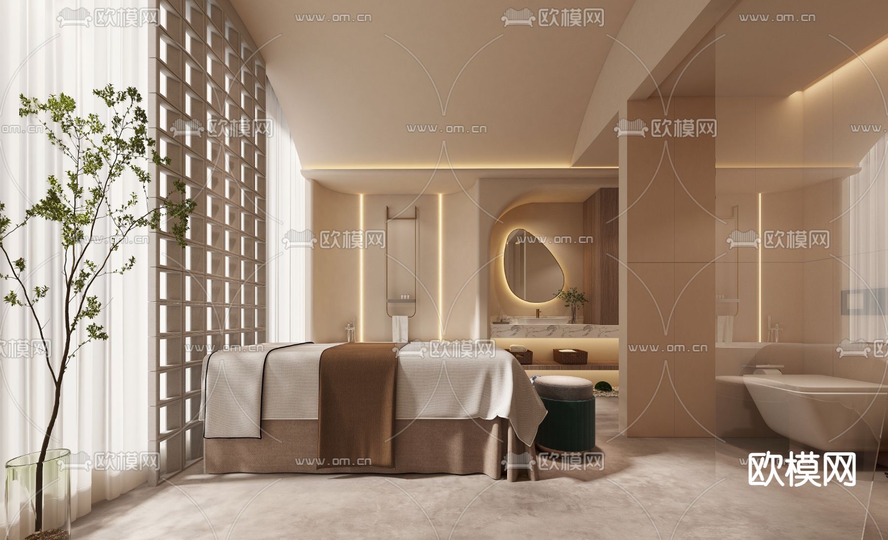 美容院SPA护理房3d模型下载（渲染图2）