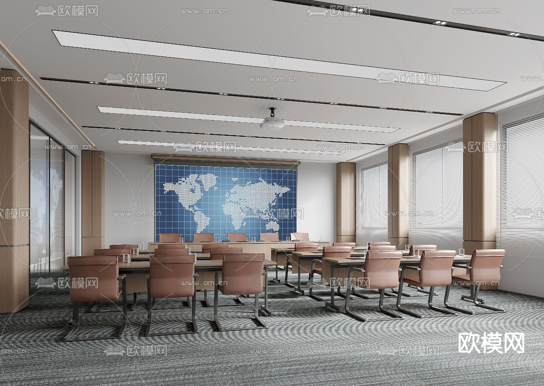 现代会议室 培训室3d模型下载