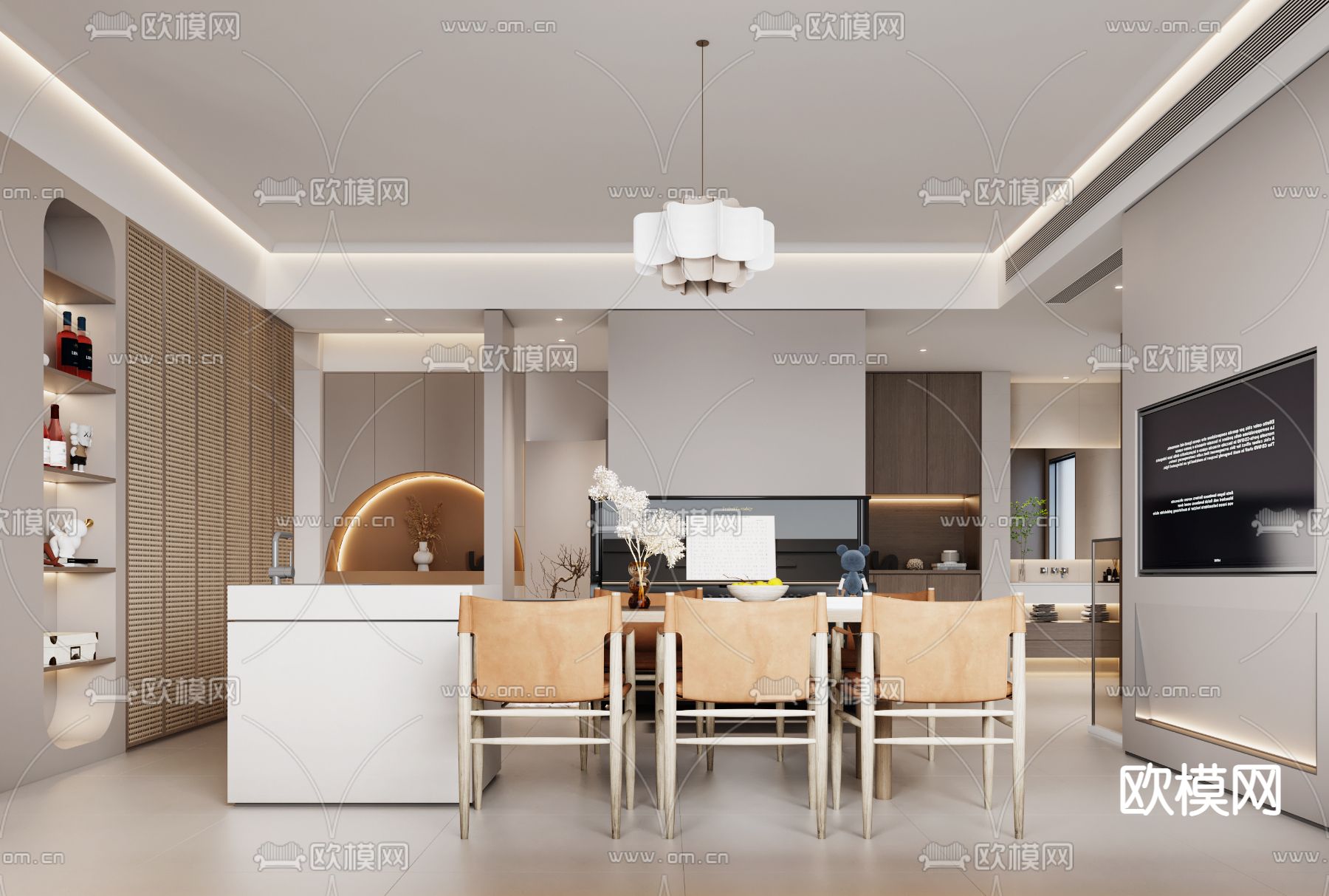 侘寂风餐厅3d模型下载（渲染图4）