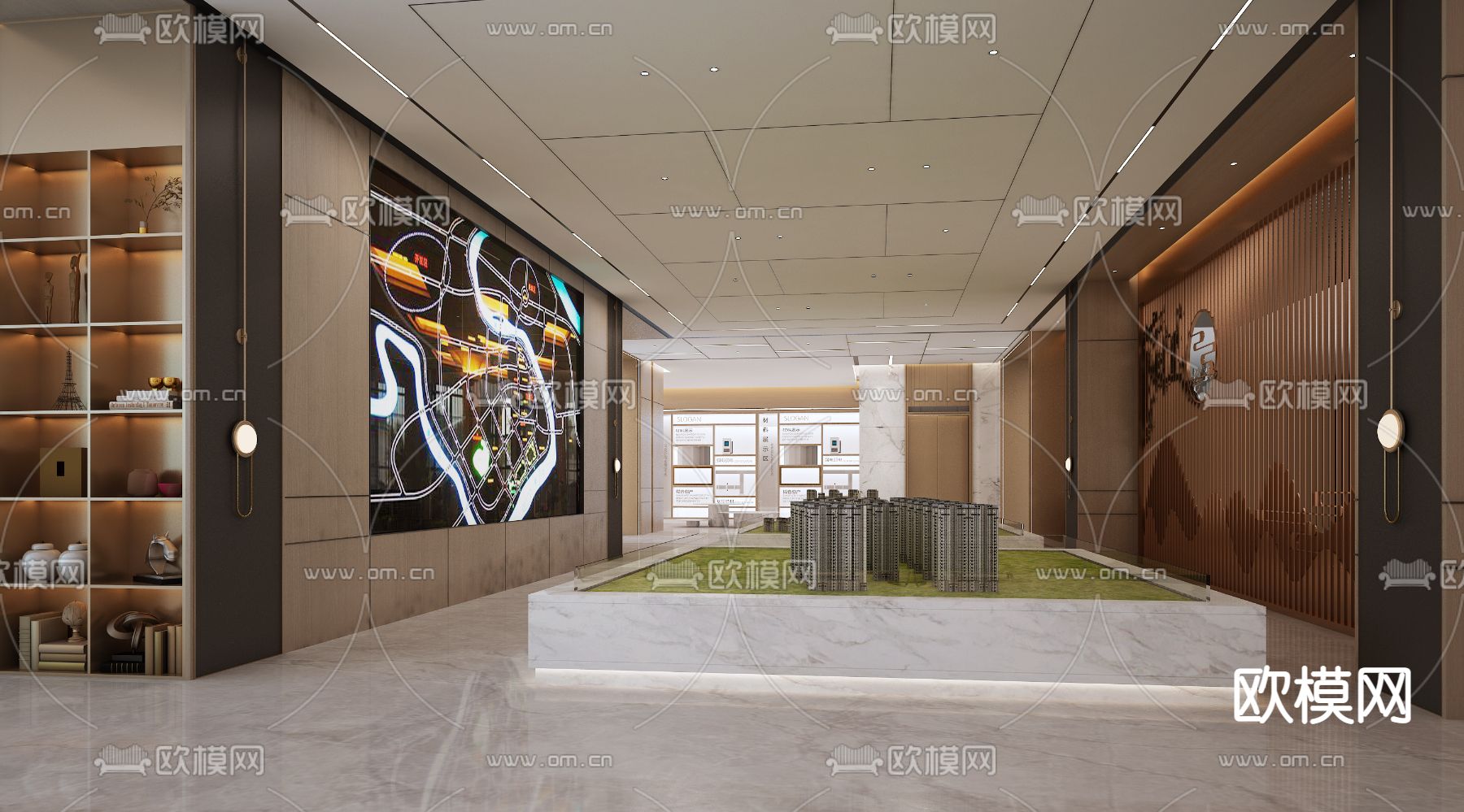 新中式售楼部大厅3d模型