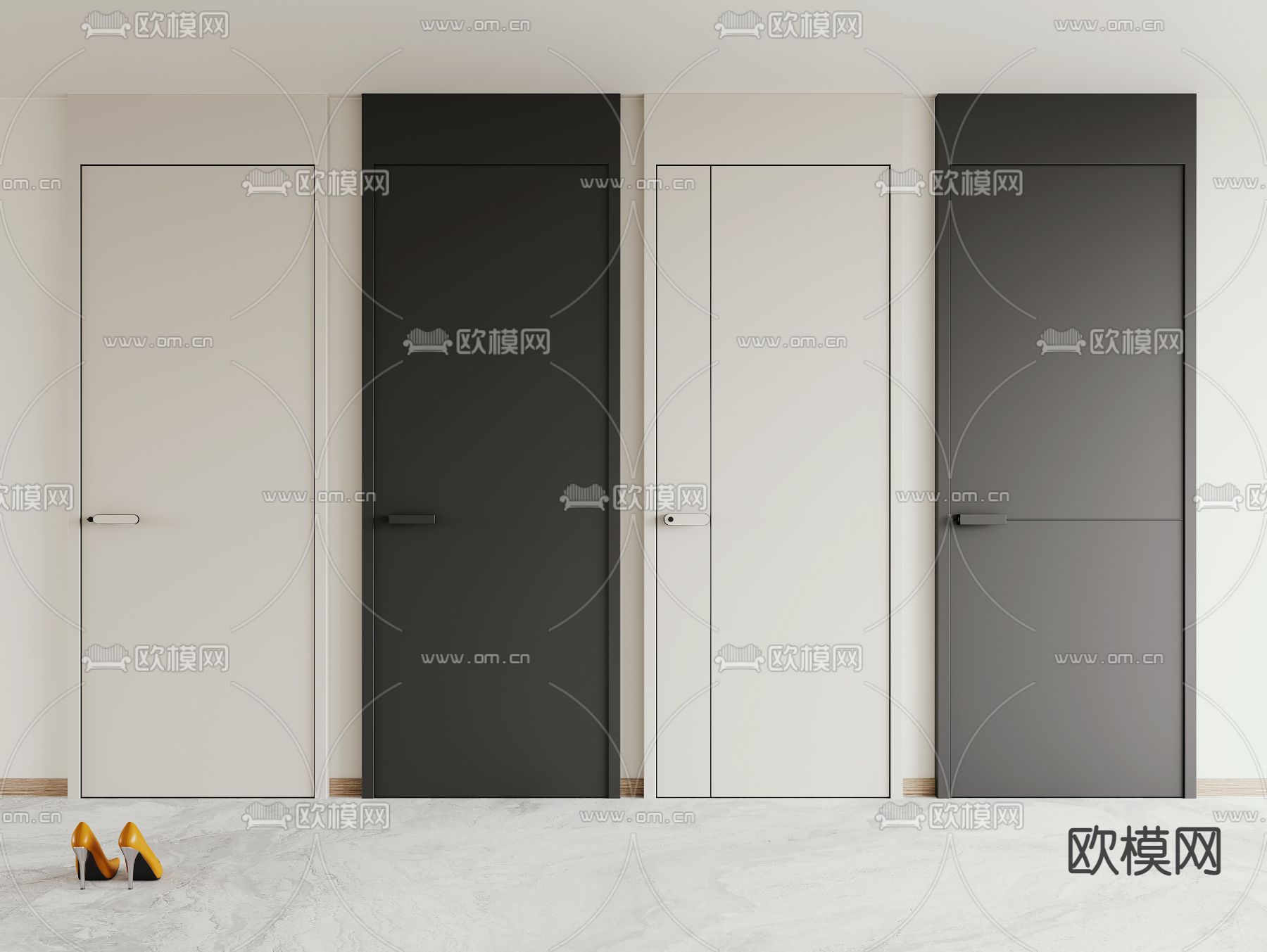 单开门 通顶门 房门 无框门 隐形门3d模型