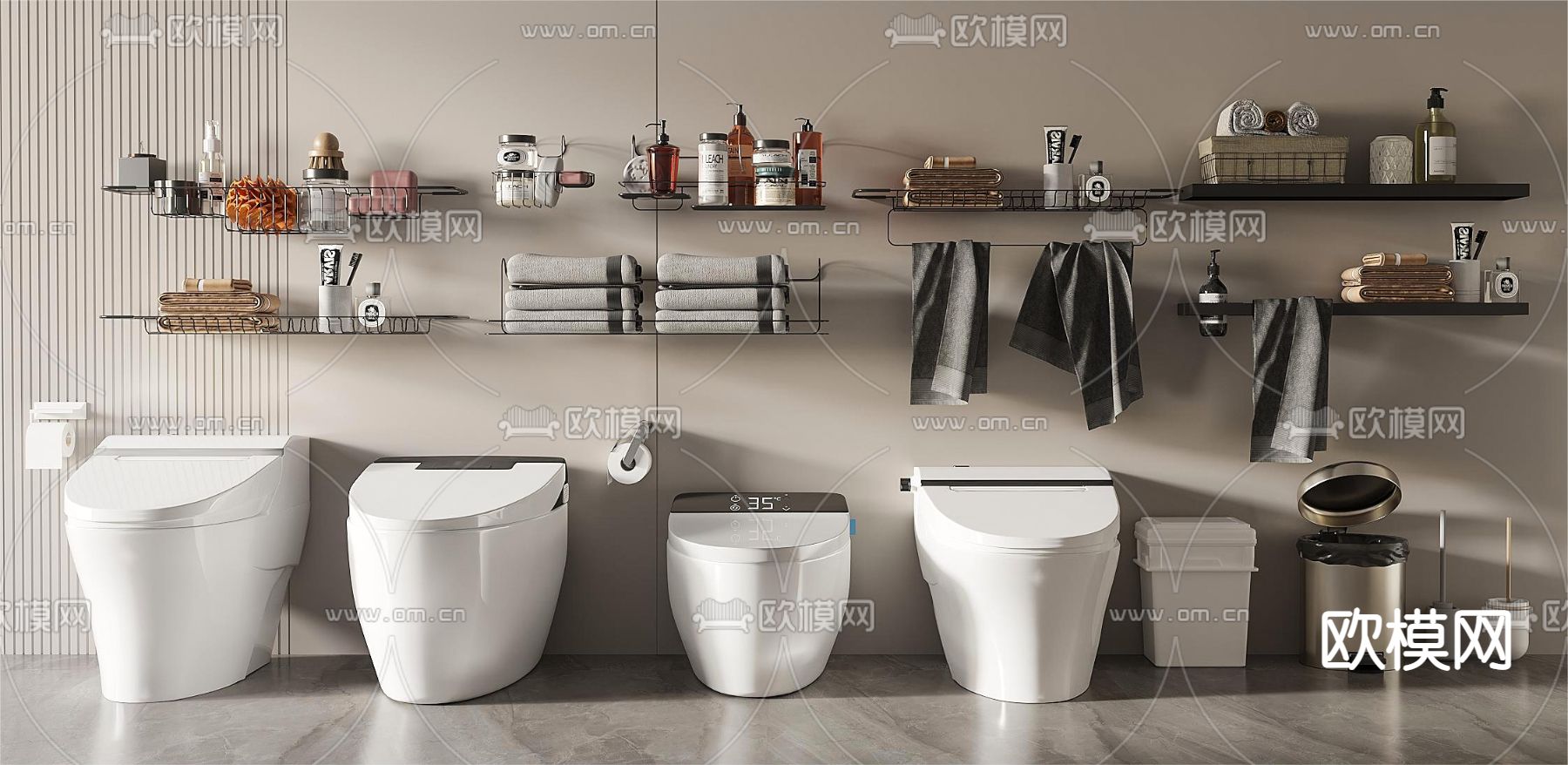 毛巾架 马桶 沐浴露 洁具3d模型下载