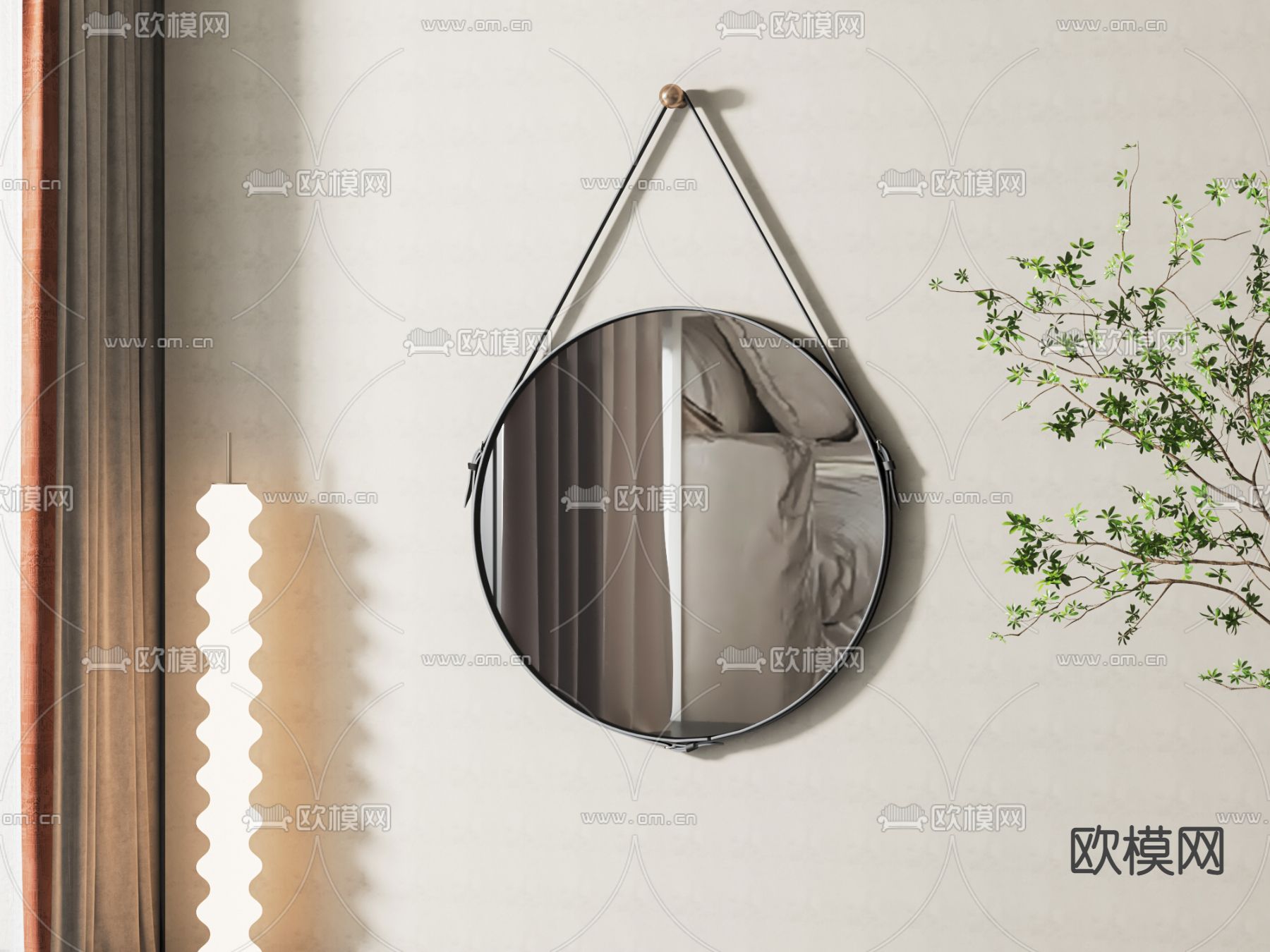 镜子 挂镜 圆镜子3d模型下载