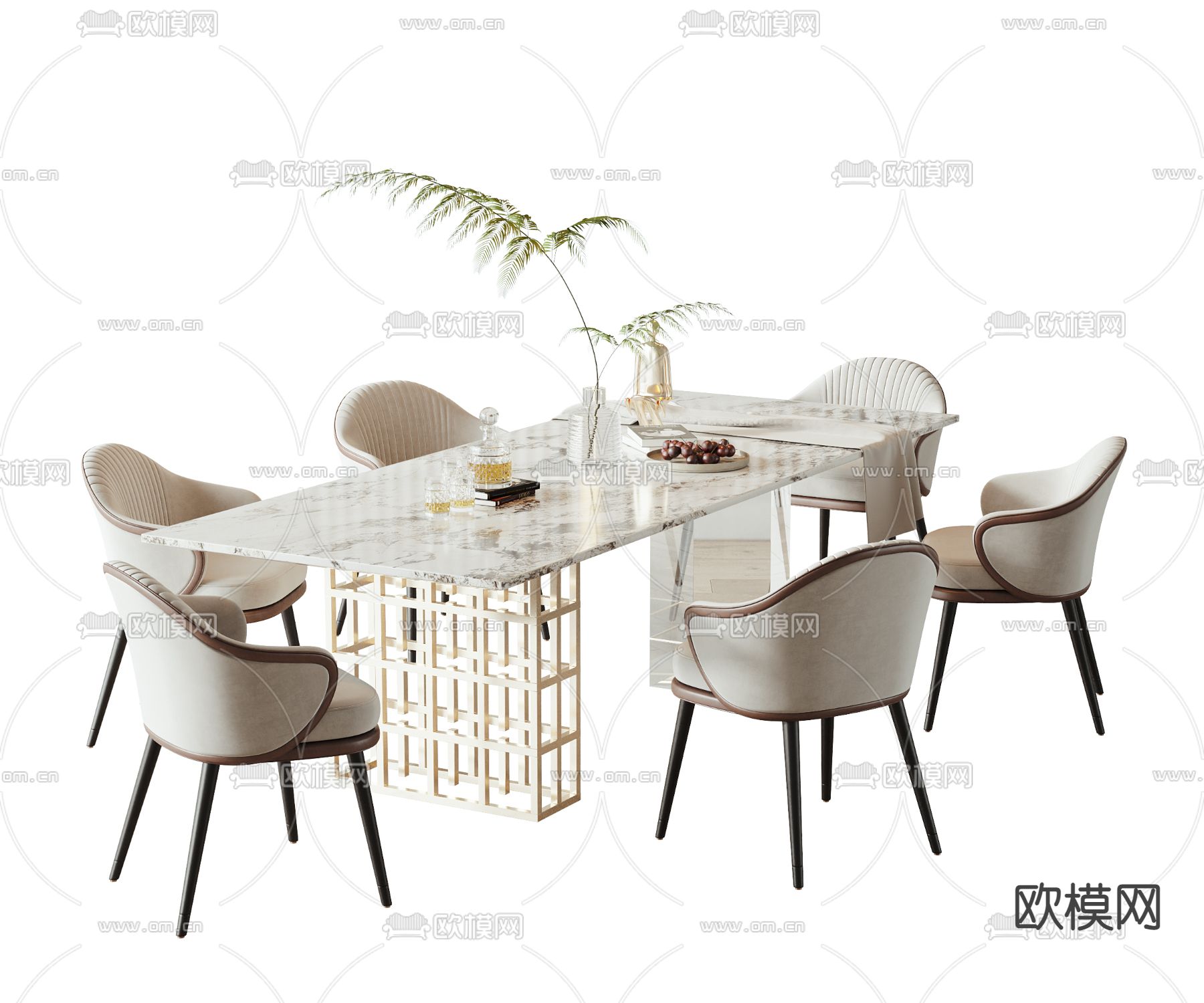 现代餐桌椅3d模型下载