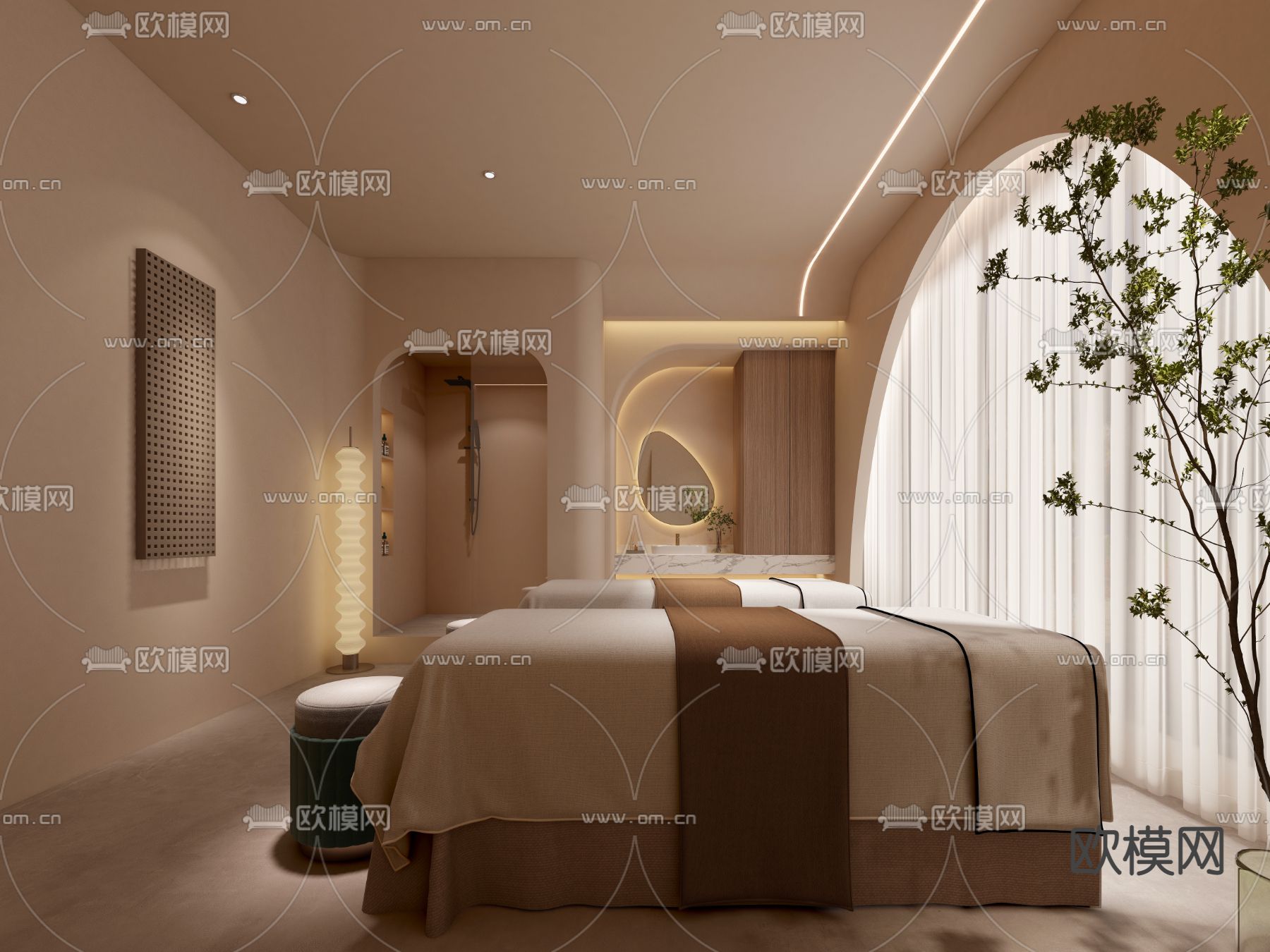 美容院SPA护理房3d模型下载（渲染图1）