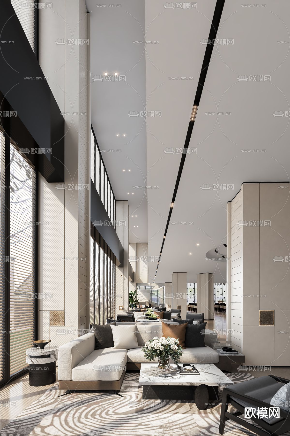 矩阵纵横设计 现代售楼处洽谈区su模型下载