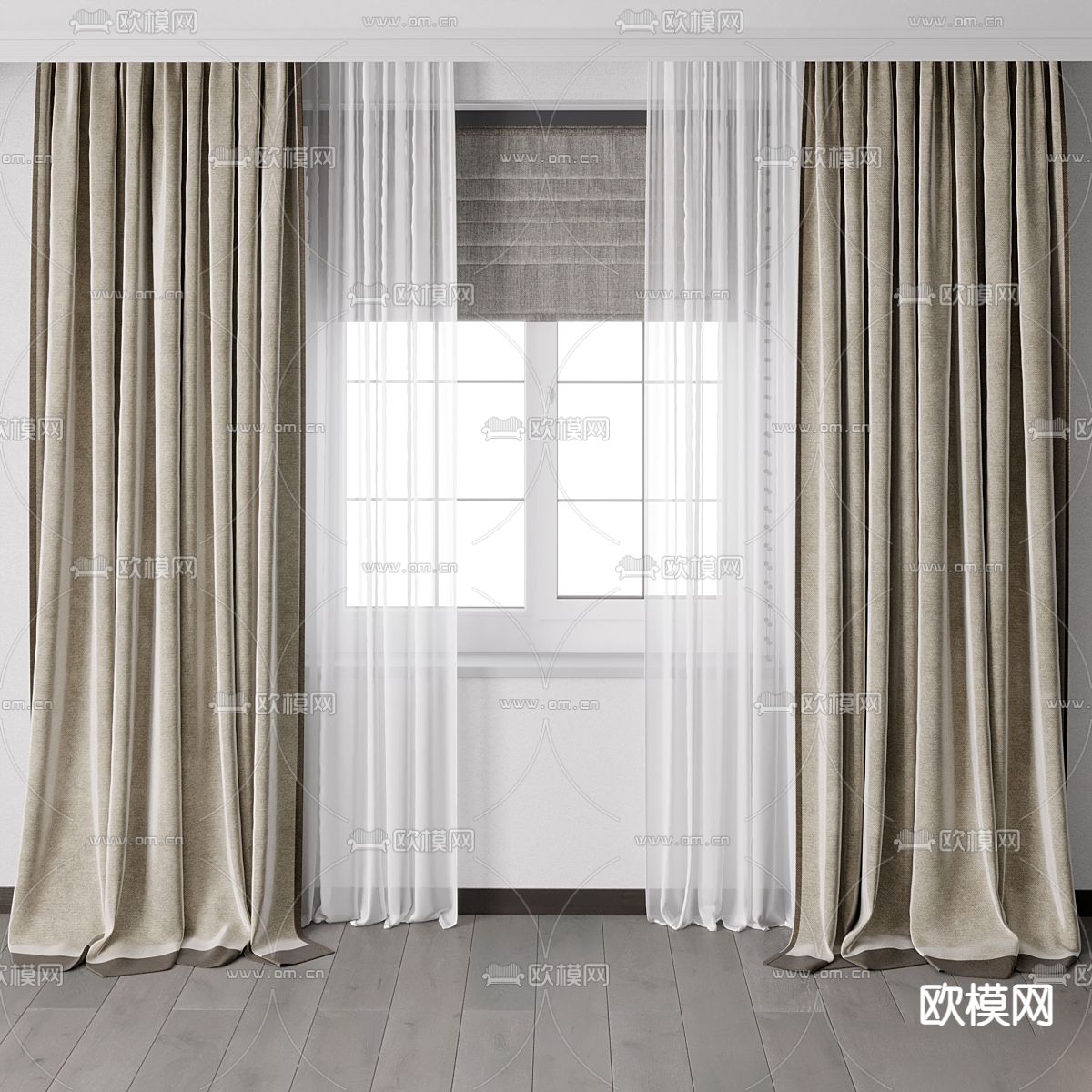 素色窗帘3d模型下载-【集简空间】「每日更新」