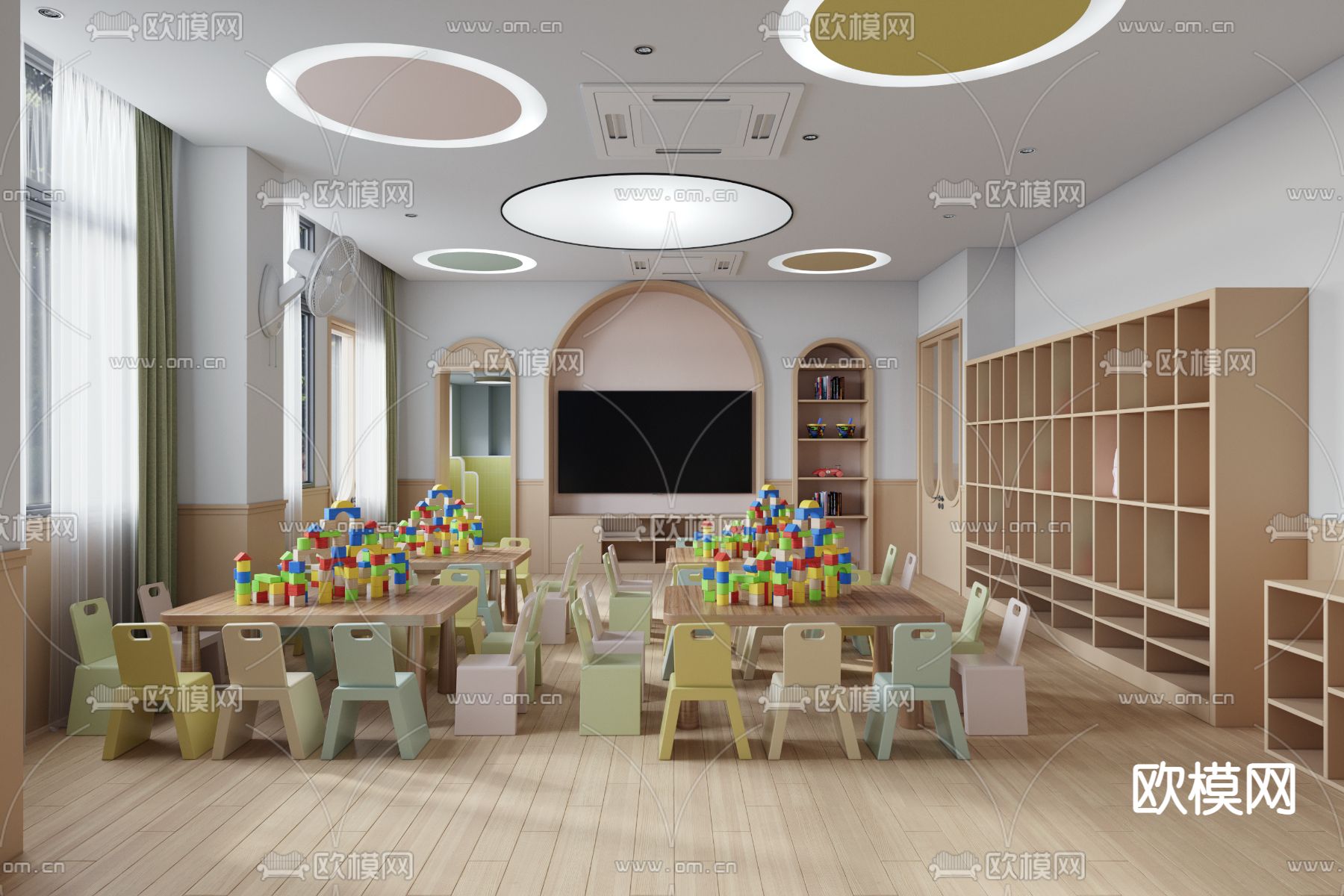 幼儿园教室 培训机构3d模型下载（渲染图1）
