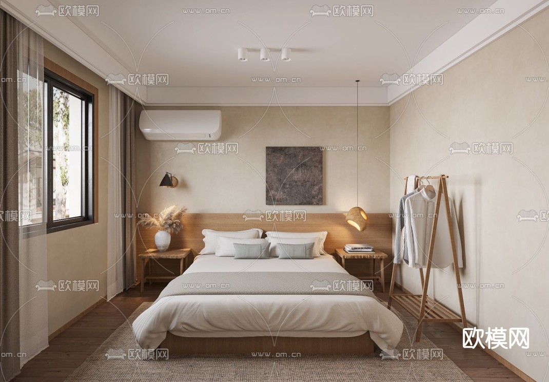 侘寂民宿标间3d模型下载_ID12268299_3dmax免费模型-欧模网