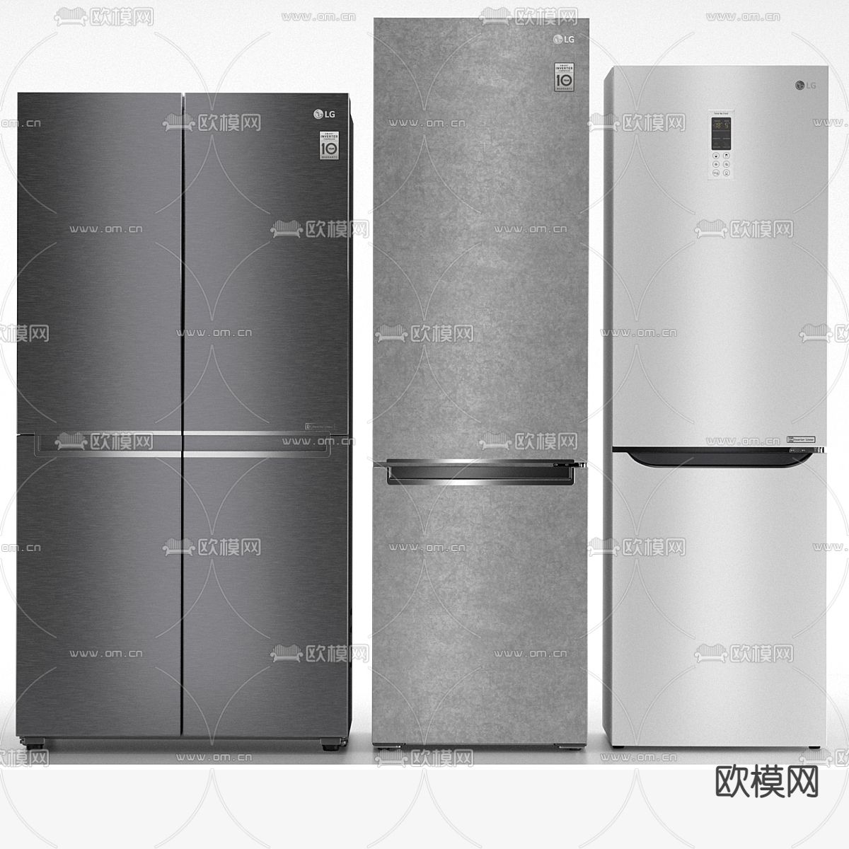 双门冰箱 冰柜 冷柜3d模型下载（渲染图1）