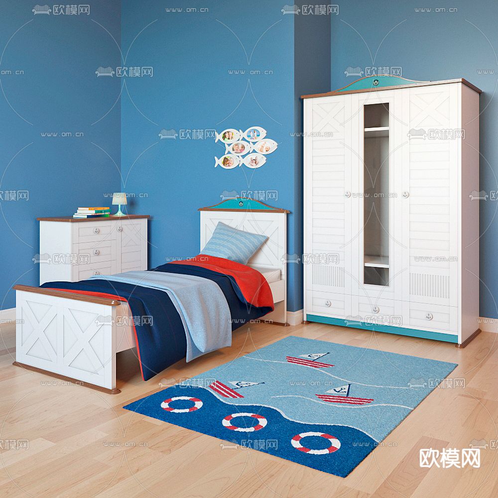 美式简约儿童家具免费3d模型下载